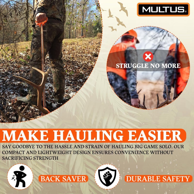 MULTUS Deer Drag Rope & Strap - Heavy Duty Deer Puller for Hunting - Unique Gifts for Hunters, Dad, Men Who Have Everything - Hunting Essentials & Accessories - Image 2